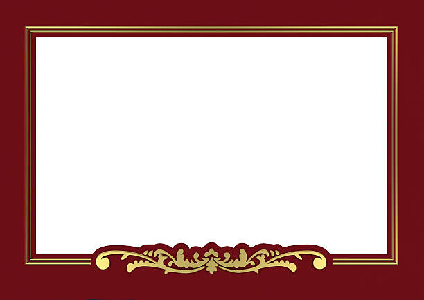 golden frame with red background stock photo