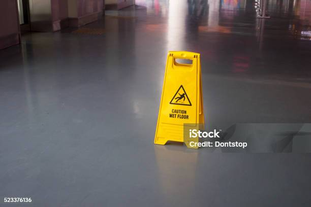 Wet Floor Sign Stock Photo - Download Image Now - Caution Wet Floor, Flooring, Slippery