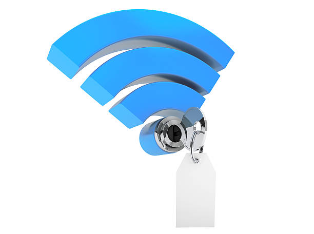 istock 3d symbol wifi and key with blan 523377845