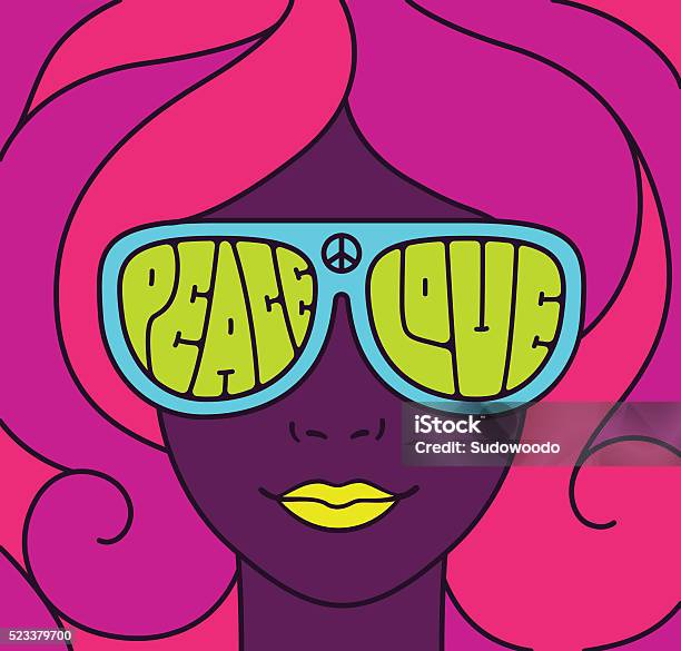 Hippie Love Peace Illustration Stock Illustration - Download Image Now - Psychedelic, Hippie, Retro Style