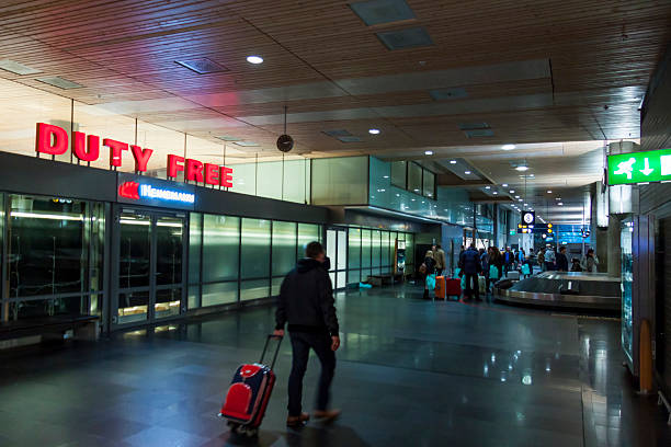 Interior of Oslo Gardermoen International Airport stock photo