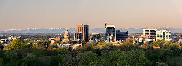 Panoramic City of trees Boise Idaho stock photo