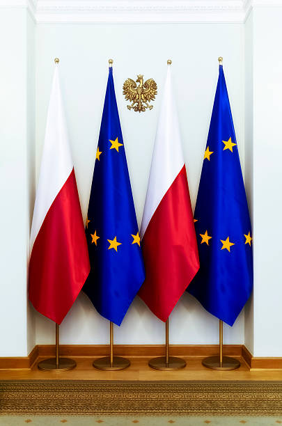 istock Polish and the European Union flags 523382707
