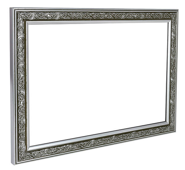 istock Metal photo frame with scratches standing on rope 523383372
