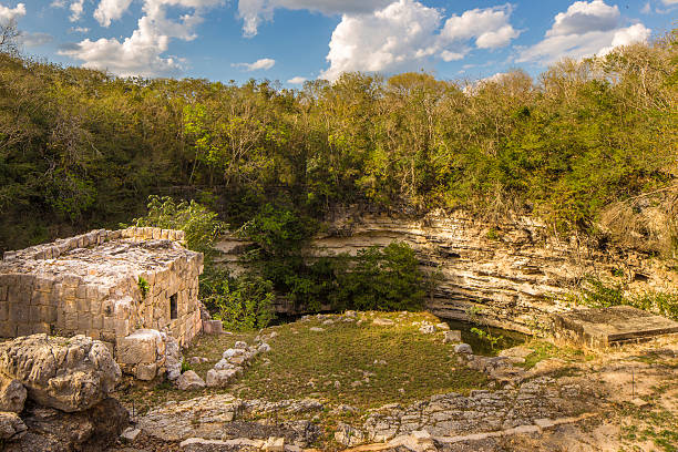 istock Temple Over Chichen Itza Cenote Mayan Riviera 523385936