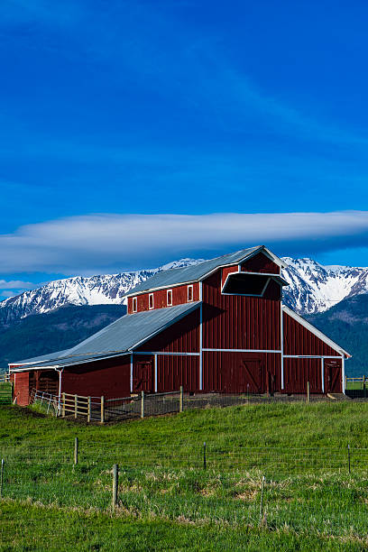 istock Red barn near Mountains in Eastern Oregon 523386872