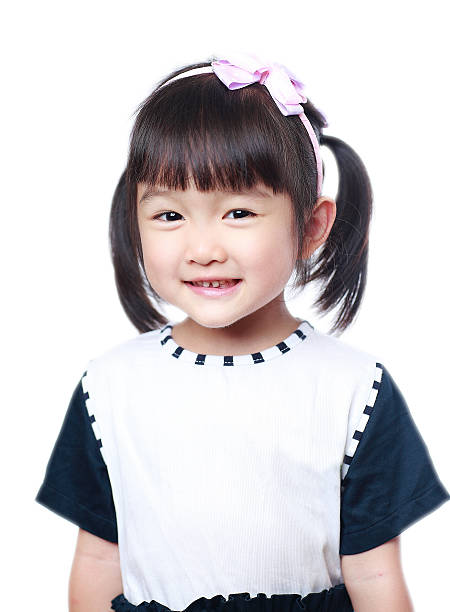 istock Cute little girl isolated on white 523389268