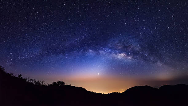 istock Panorama milky way galaxy, Long exposure photograph 523390408