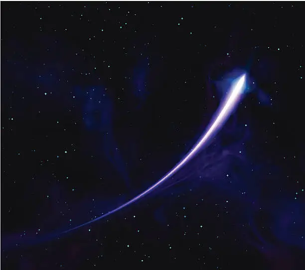 Vector illustration of Comet Shooting Star Over Nebula Space Stock Vector Background