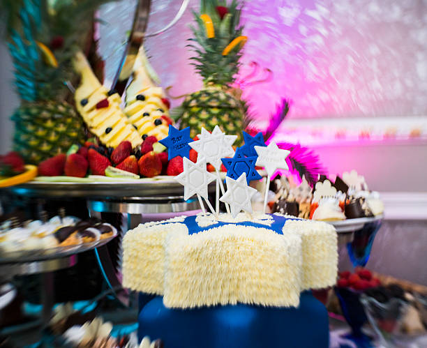 istock Restaurant's banquet room decorated for Bar Mitzvah 523392828