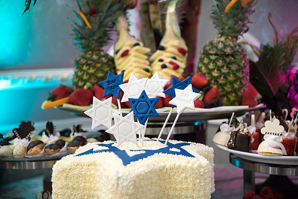 istock Restaurant's banquet room decorated for Bar Mitzvah 523392856