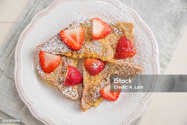 French Toast With Strawberries Stock Photo - Download Image Now - Breakfast, Brunch, Food