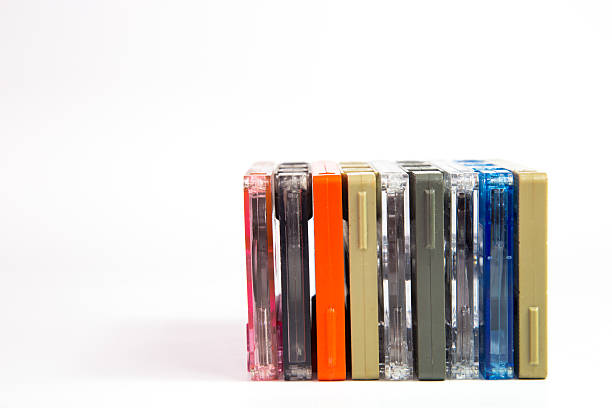 istock Old cassette tapes on white background 523393834
