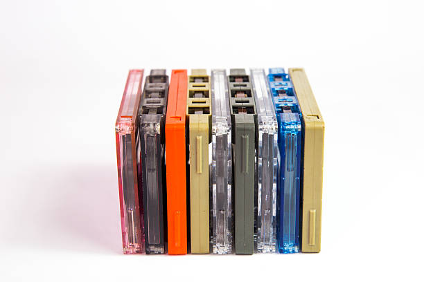 istock Old cassette tapes on white background 523393872