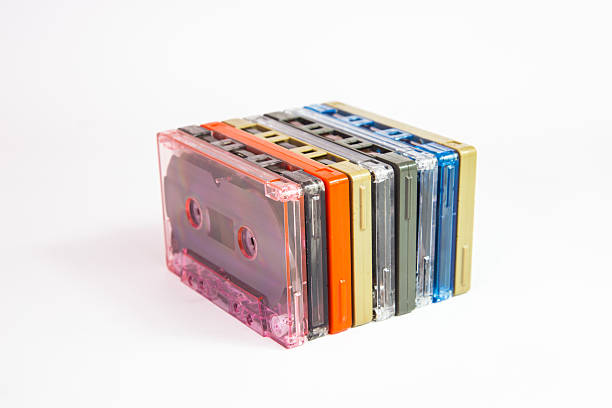 istock Old cassette tapes on white background 523393938