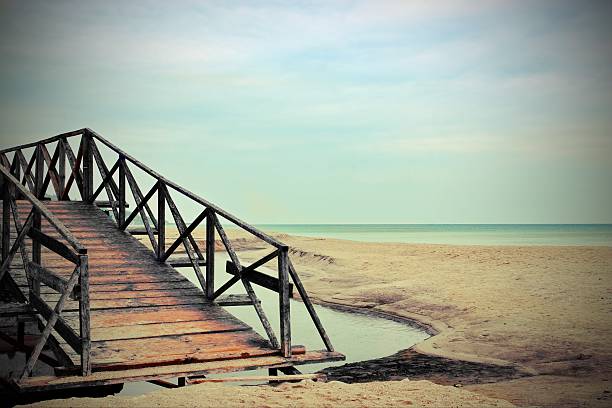 Old Bridge over small River at Sea Coast. Albena. Bulgaria