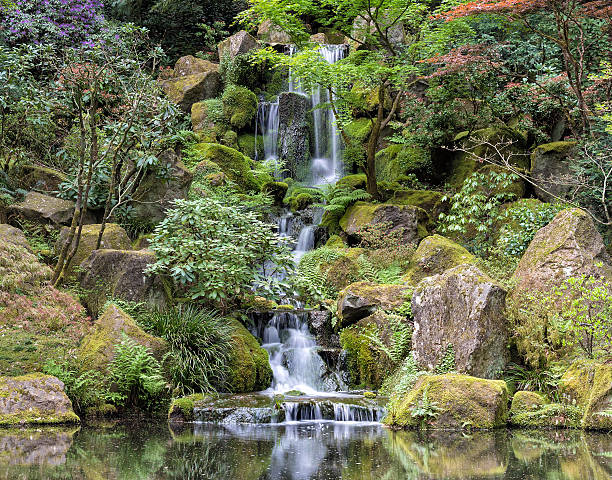 istock Waterfall at Japanese Garden 523394662