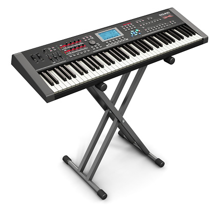 Professional musical synthesizer on stand