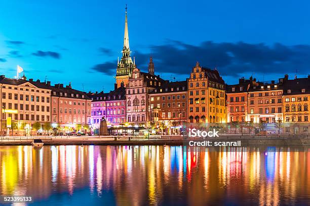 Old Town In Stockholm Sweden Stock Photo - Download Image Now - Stockholm, Night, Dusk