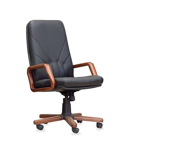 The office chair from black leather. Isolated