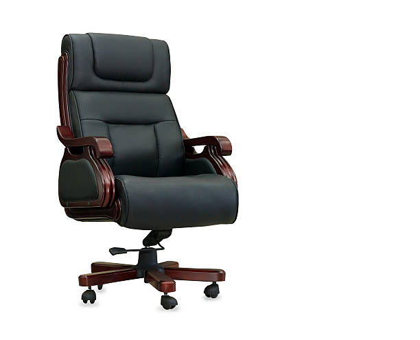 istock The office chair from black leather. Isolated 523395503
