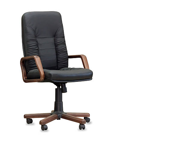 istock The office chair from black leather. Isolated 523395525