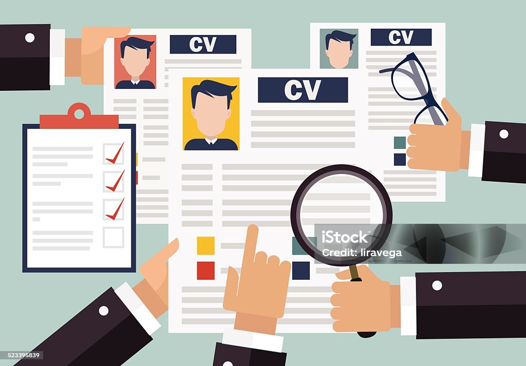 Job-Interview-Konzept mit Business cv lebenslauf - Lizenzfrei Personalbeschaffung Vektorgrafik