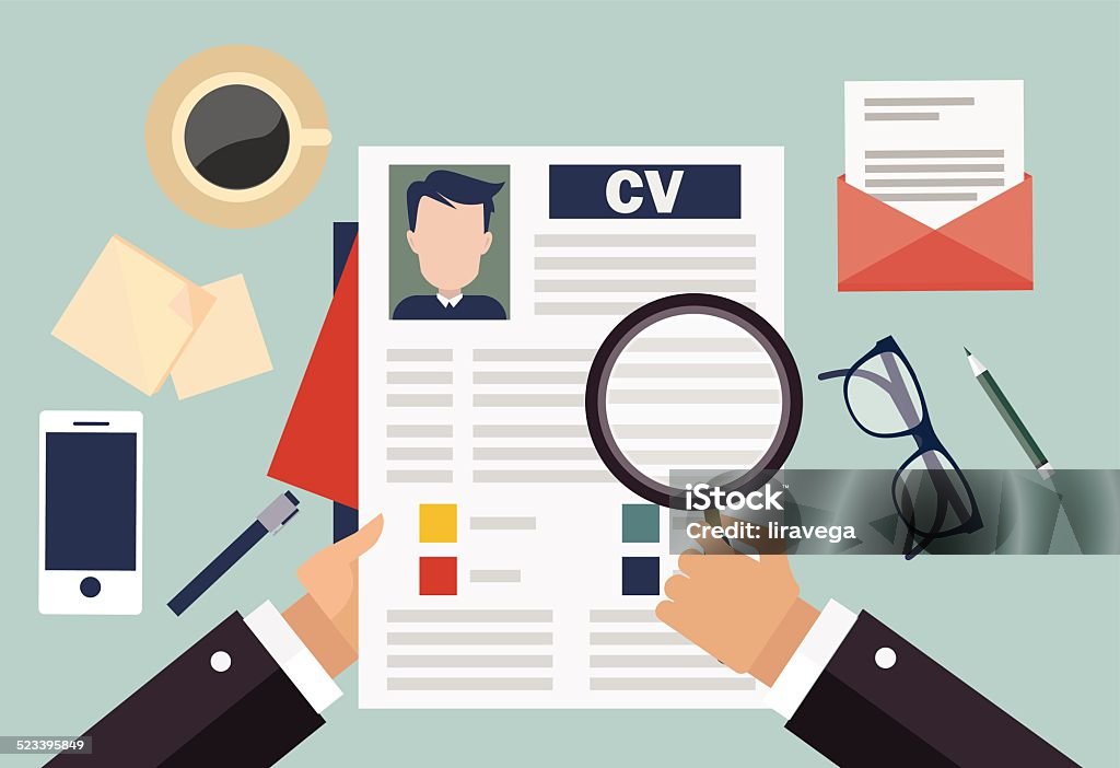 Job interview concept with business cv resume Interview - Event stock vector