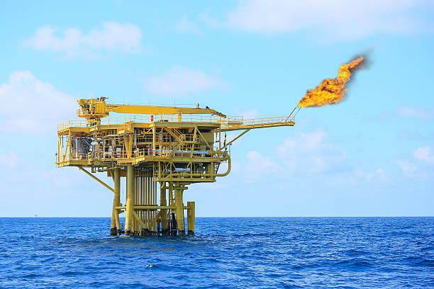 istock Offshore construction platform for production oil and gas, 523396338