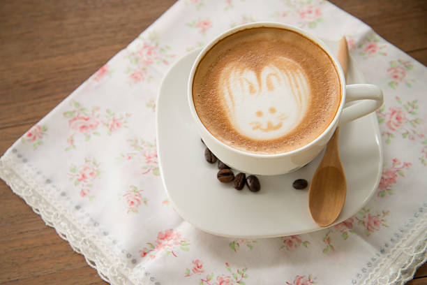 istock Latte Art coffee with coffee bean 523396653
