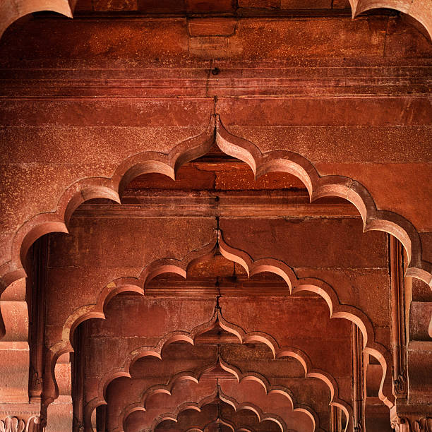 detalles arquitectónicos de diwan-i-am en el fuerte rojo, delhi, india - india palace indian culture indoors fotografías e imágenes de stock