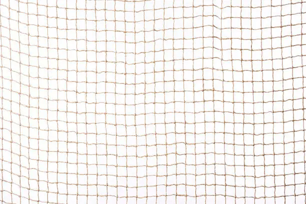 Beige netting isolated on white background.
