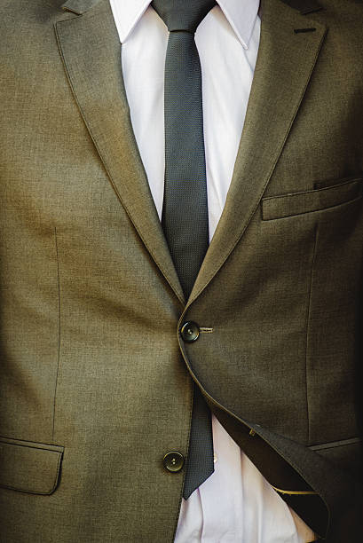 istock Modern business suit with white shirt and necktie 523398600