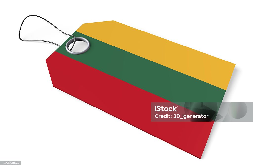 3 D bandeira-etiqueta de preço feita na Lituânia - Foto de stock de Bandeira royalty-free