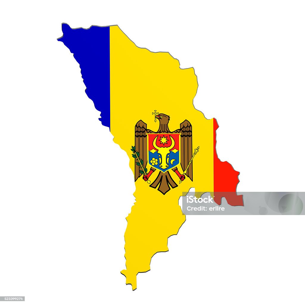 Sagoma di Moldavia mappa con bandiera - Foto stock royalty-free di Carta geografica