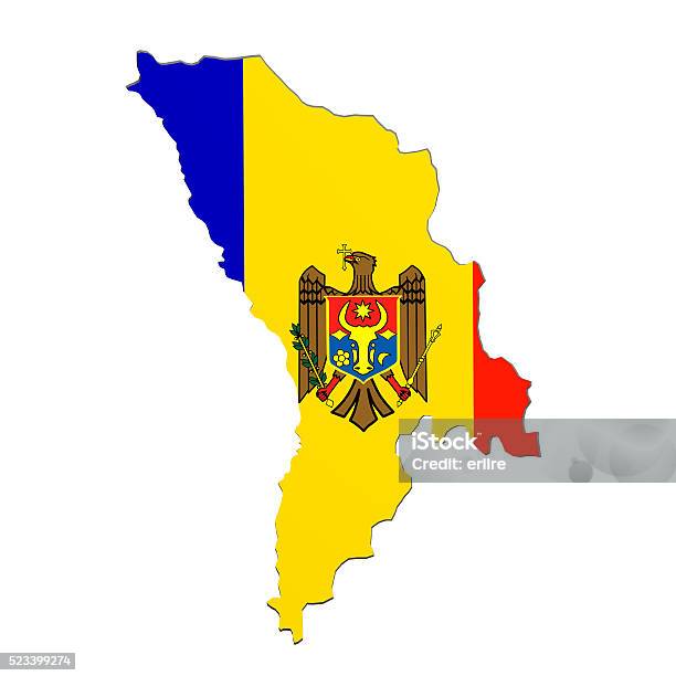 Sagoma Di Moldavia Mappa Con Bandiera - Fotografie stock e altre immagini di Carta geografica - Carta geografica, Moldavia - Europa orientale, Bandiera