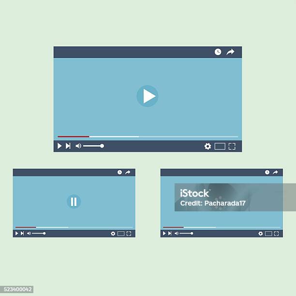 Video Play Interface Video Player Interface Vector Lillustration Flat Design Stock ...