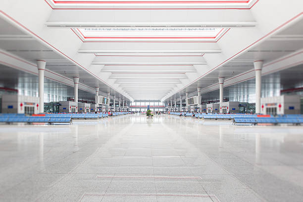Interior of the modern waiting hall of railway station.