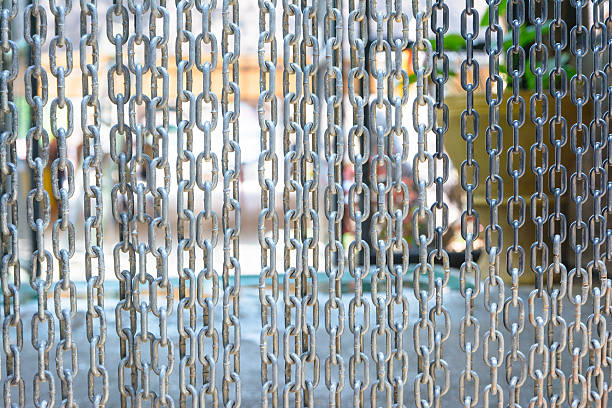 istock Chain hang for block animal exit in a park 523401378