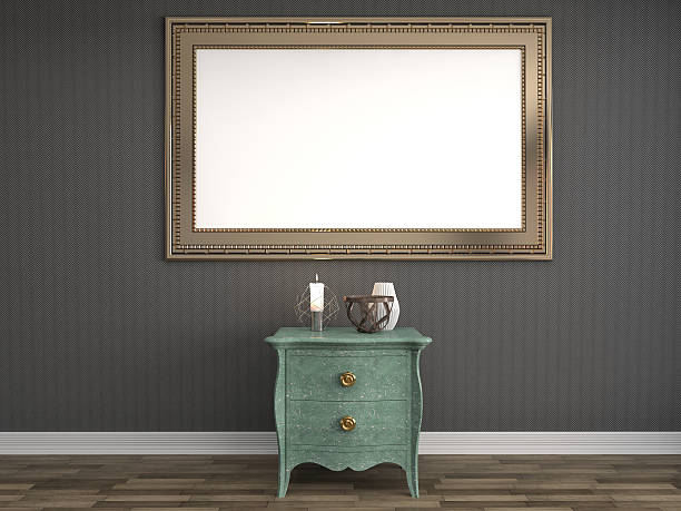 istock mock up poster frame in interior background. 3D Illustration 523403008