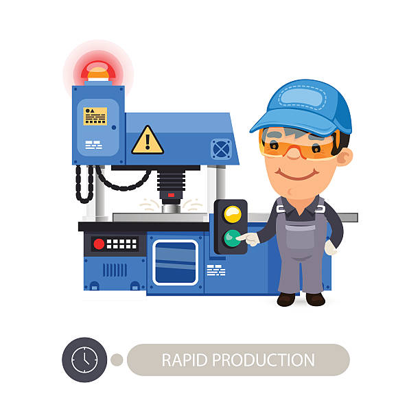 Worker And Milling Machine Stock Illustration - Download Image Now - CNC  Machine, Cartoon, Factory - iStock