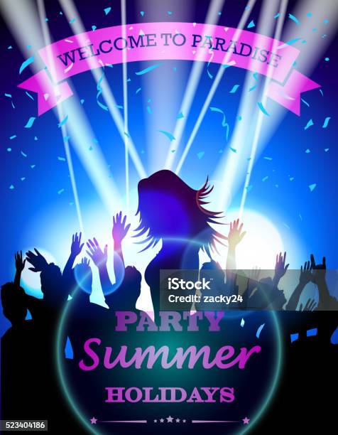 Party Summer Holidays Stock Illustration - Download Image Now - Performance Group, Stage - Performance Space, In Silhouette