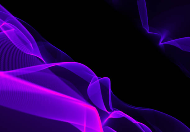 istock Abstract modern purple light art background on black 523405334
