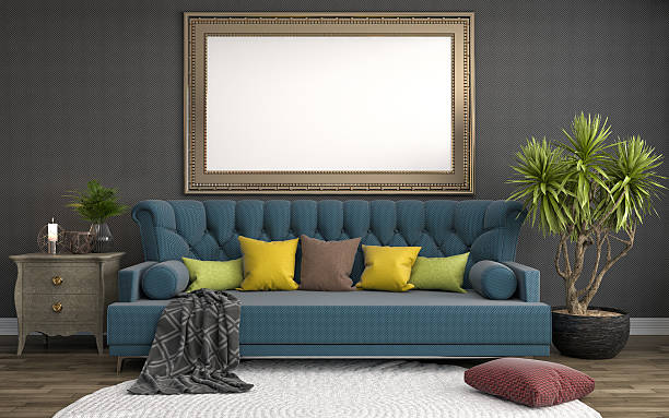 istock mock up poster frame in interior background. 3D Illustration 523406476