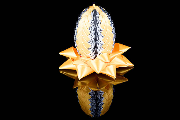 istock Hand Made of yellow-silver Easter egg kanzashi 523406484