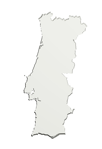 3d rendering of a Portugal map on white background.