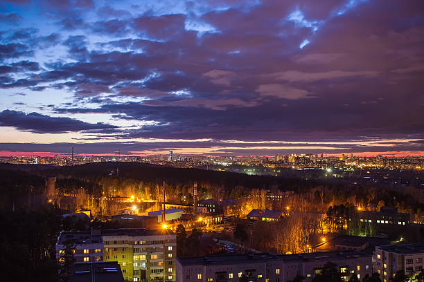 istock sunset over Yekaterinburg dusk night cloudy 523406784