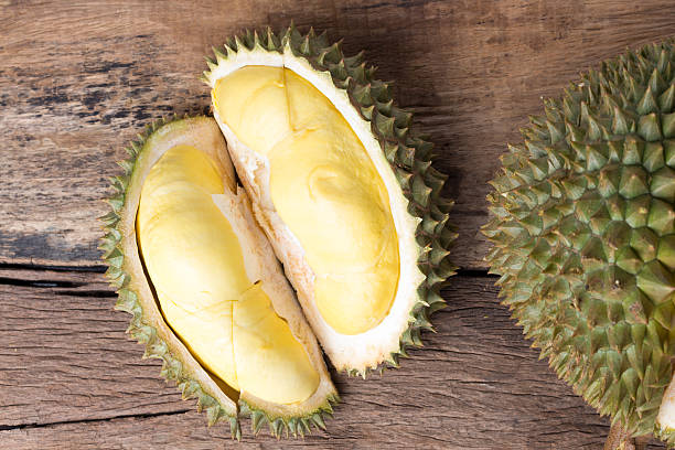 istock durian on a wooden 523406976