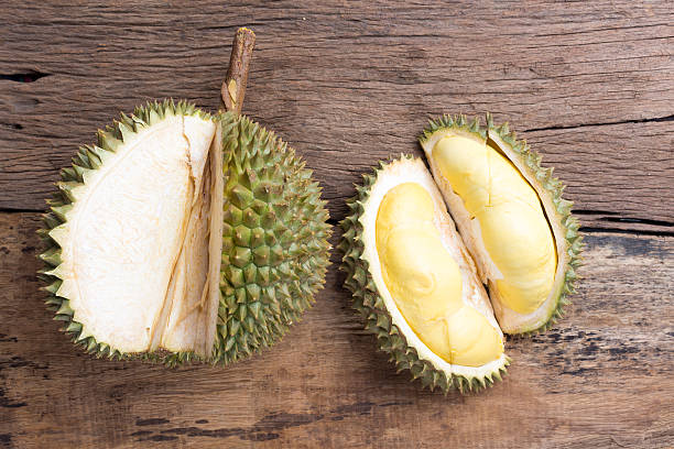istock durian on a wooden 523407566