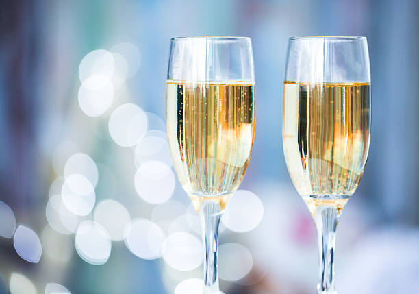 Champagne glasses on sparkling